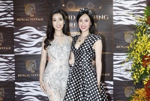 Hoa hậu Đỗ Mỹ Linh và Hoa hậu quý bà Kim Nguyễn (phải)