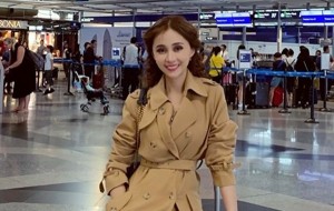 Hoa hậu Thanh Đỗ tại sân bay