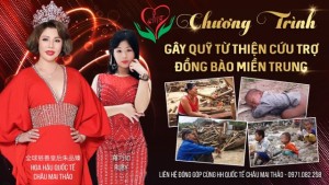 Hoa hậu Châu Mai Thảo và con gái làm poster kêu gọi cộng đồng chung tay cứu giúp các gia đình nạn nhân