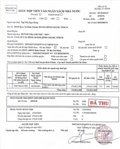 Giấy nộp tiền thuế đất của bà Dung