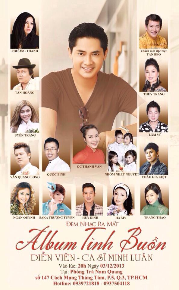 Đêm nhạc "Tình buồn" ra mắt album DVD cùng tên của diễn viên - ca sĩ Minh Luân