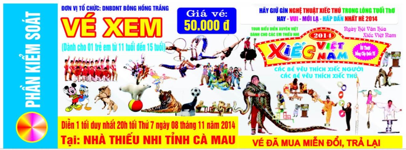 Vé xem chương trình xiếc của Đoàn Bông Hồng Trắng