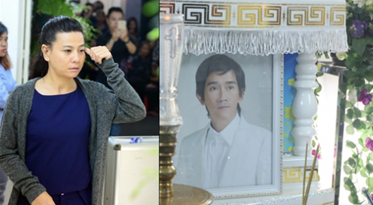 Cát Phượng là một trong những nghệ sĩ đầu tiên có mặt tại nhà Minh Thuận để đón linh cữu anh về