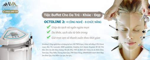 Octoline2 sở hữu 4 Công nghệ: Oxy jet – Siêu Âm – Sóng Âm – Điện Chuyển ION 8 chức năng ứng dụng (đáp ứng mọi vấn đề cơ bản của làn da)