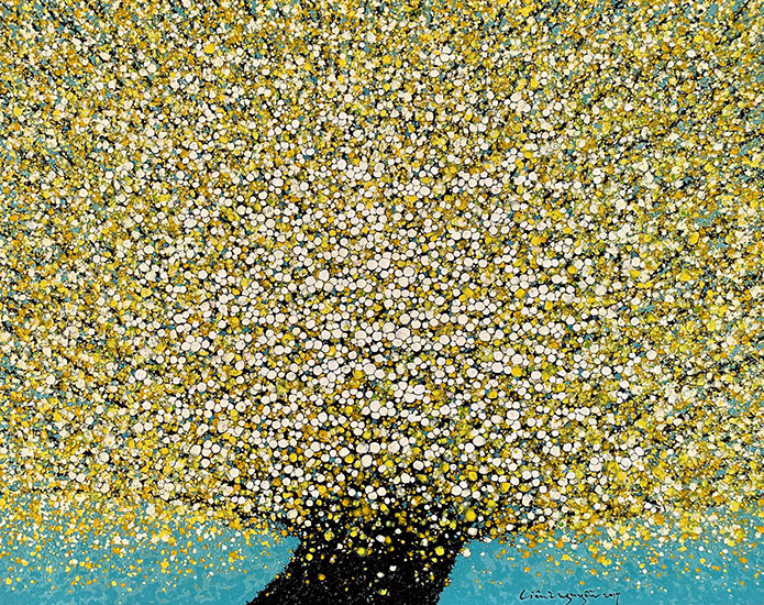 Liêu Nguyễn, Hoa Mai, 2017, Acrylic trên vải bố, 110 x 140 cm