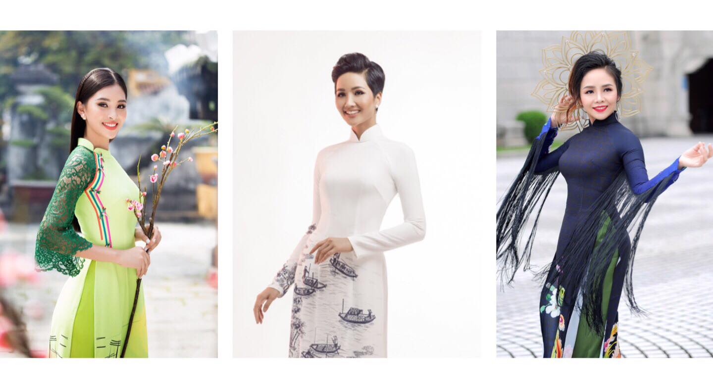 Từ trái sang: Hoa hậu VN Trần Tiểu Vy, Hoa hậu Hoàn Vũ H'Hen Niê và Á hậu quốc tế Hiền Nguyễn