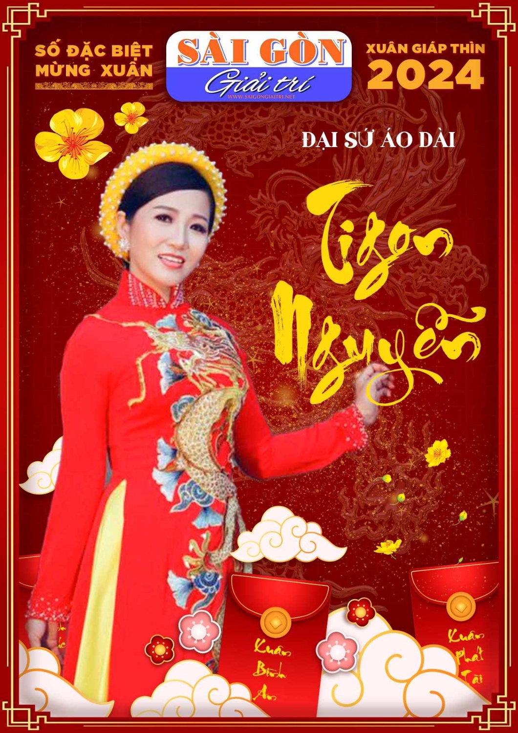 Đại sứ Áo dài Tigon Nguyễn trên bìa Xuân Sài Gòn Giải Trí