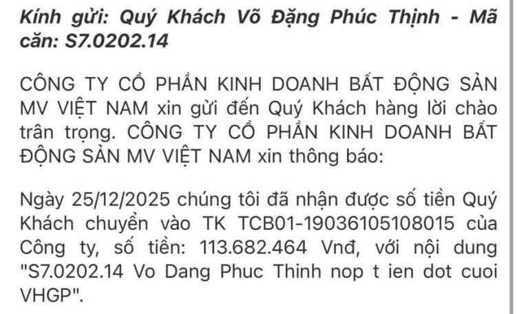 Tin báo mất hồ sơ làm sổ hồng căn hộ S7.0202.14